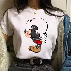 Moda mickey minnie mouse disney camiseta roupas femininas verão manga curta topos casuais camiseta kawaii - comprar online