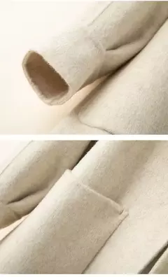 Casaco de caxemira reversível feminino, alta qualidade, dupla face, algodão, gola de boneca, versão solta, casaco 100% lã, pequeno, de comprimento médio na internet