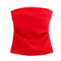 TRAF-Blusa sem mangas sem alças para mulheres, tops femininos, zíper traseiro, roupas de rua, tanque chique, moda verão, nova - loja online