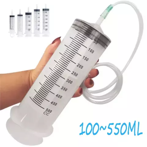 Seringa de 100ml-550ml, grande capacidade com bomba de mangueira multifuncional de 100cm, injetor lavável para alimentação de animais de estimação, fluido de cola de óleo