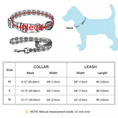 Cute Puppy Dog Collar e conjunto de trela, ajustável cães e gatos colarinho impresso, andando Leash chumbo, colar chihuahua, osso impressão