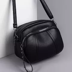 Imagem do Cor sólida elegante rebite zíper bolsa de telefone móvel feminino simples cou