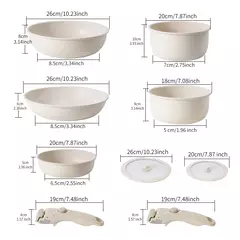 Destacável Kitchen Cookware Set, punho branco, se, 9 peças