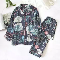 Pijama de manga comprida para senhoras, pijamas, pijamas femininos, 100% viscose, plus size, 3XL, novo para primavera e verão - Wolf Magazine