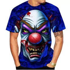 T-shirt de manga curta para homens e mulheres, impressão do palhaço 3d, casual, unisex, hip hop, horror, legal, nova moda verão - comprar online