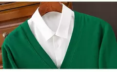 Casaco de caxemira merino masculino, cardigã com decote em v, cor sólida, casaco de malha acolchoado, quente, casual, outono, inverno, 100%, 2024 - comprar online