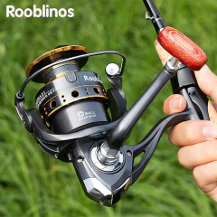 Rooblinos BK Carretilhas de pesca giratórias para água salgada, carretel de metal de água doce, esquerda/direita, trota intercambiável, equipamento de pesca de carpa