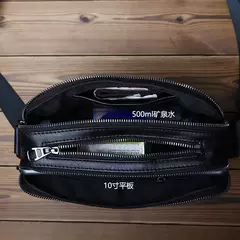 NZPJ-Bolsa de couro casual masculina, bolsa mensageiro de cor sólida, couro de vaca natural de grande capacidade, mochila de negócios para ipad 10";;VERDADEIRO;;"Black