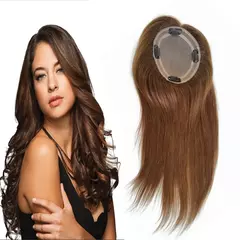 Imagem do 12 "-18" russo mono topper peruca de cabelo humano para as mulheres 6*5" respirável mono cabelo topper com clipe no cabelo peruca remy