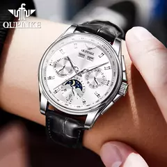 OUPINKE-Relógio mecânico automático para homens, impermeável, Top Brand, relógios de pulso de luxo, relógios de couro originais - loja online