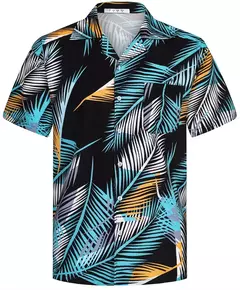 Camisa havaiana masculina de botão manga curta, estampada em coqueiro, camisa aloha, camisa casual de praia, plus size, moda verão, 6XL na internet