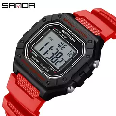 SANDA-Militar Masculino Resistente à Água Relógios Esportivos, Big Dial LED Digital Relógios de Pulso, cronômetros para Masculino, Exército, Moda, 2156