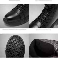 Botas de tornozelo preto homens couro pu sapatos casuais para homens outono conforto plataforma botas de pele inverno botas de trabajo hombre na internet