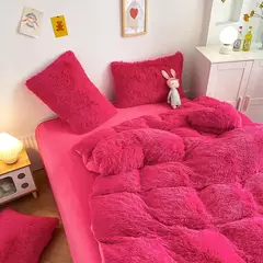 Conjunto de cama luxuoso preto macio, capa de edredão Shaggy, 2 fronhas, zíper, veludo macio, 3pcs - Wolf Magazine