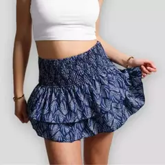 Saia com borda plissada estampada para mulheres, saia curta plissada floral, minissaia feminina de férias Boho, saia sexy Y2K, nova moda