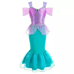 Meninas roxo-azul sereia ariel cosplay vestido de halloween vestido de festa de aniversário meninas praia vestido de férias - comprar online