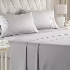 Battilo-Cama de casal Set Sheets, folha plana com Pillowscaso, Luxo Cooling, King and Queen, cama de tamanho completo, 4 PCs - comprar online