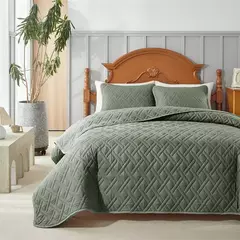 Conjunto de colcha, capa de cama de poliéster + fronha, colcha de verão acolchoada bege, verde liso queen king 176*230cm 3 peças personalizadas