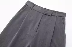 TRAF-Calça de perna larga feminina com bolsos frontais, vintage, cintura alta, mosca com zíper, calça feminina, moda