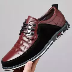 Sapato casual de couro clássico masculino, tênis de costura, vestido respirável, tendência de negócios, exterior, outono, 2024 - Wolf Magazine