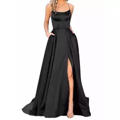 Imagem do Vestido de baile feminino sexy, elegante, cintura cortada, divisão, festa, noite, formal, vestidos de noite longos, cintas de espaguete, vestido de noiva