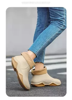 Imagem do Botas de chuva antiderrapante impermeáveis para homens, sapatos de tornozelo alto para casal, caminhadas, pesca, água, chef, trabalho, ao ar livre, moda, novo