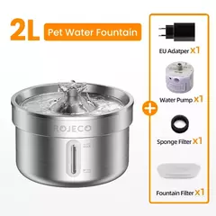 Rojeeco bebedouro de aço inoxidável para animais de estimação, fonte automática de água para gatos, dispensador inteligente de água para cães e gatos na internet