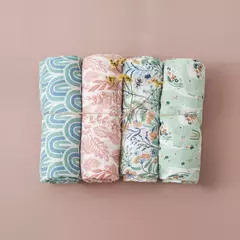 Elinfant-Rainbow Cor Musselina Swaddle Blankets, 100% Algodão, Recém-nascido Bebê Banho Toalha Envoltório, Gift Set Popular, Bambu, 4Pcs - comprar online