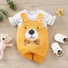 Roupa de urso fofa para criança, roupas de bebê e menina, macacão ao ar livre, traje de verão lindo de 0-18 meses, novo estilo, moda, 2024
