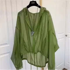 Casacos de zíper à prova de sol femininos, casacos finos e soltos, roupas para ver através do exterior, roupas leves, pretas, verão - loja online