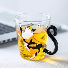 Imagem do Cat Glass Coffee Mug with Handle, 250ml, Bonito, Leite, Chá, Suco, Água, Chávena, Casa, Cozinha, Escritório, Drinkware, Tumbler Gift