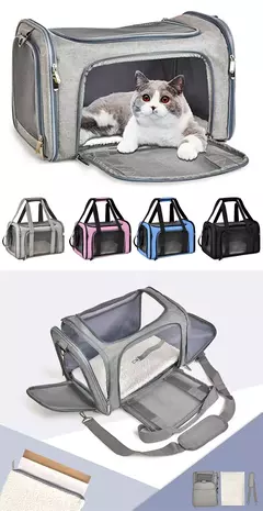 Bolsa portátil para transportar cães e gatos, mochila lateral macia para transportar animais de estimação, bolsas de viagem para cães, transporte aprovado pela companhia aérea, bolsa para animais de estimação