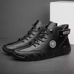 Imagem do CLOHOO-Sapatos masculinos casuais de couro, tênis ao ar livre, sapatos confortáveis, botas masculinas de luxo, nova moda, 2024
