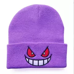 Boca olhos bordados elasticidade desenhos animados gorro inverno manter quente moda outono friso mulher masculino chapéu de malha crânio boné