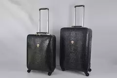 Crocodilo Padrão Couro Rolando Bagagem, Embarque Trolley Mala, Bagagem de Viagem Real para Homens e Mulheres, 16 20 24 Polegada - loja online