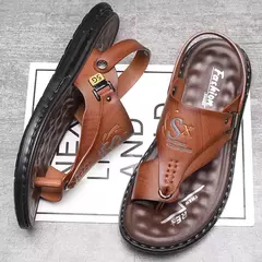 Sandálias antiderrapantes casuais masculinas, sapatos pretos de escritório, sandálias de verão ao ar livre na internet