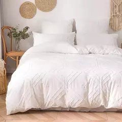 Wasart branco pitada plissado capa de edredão 220x240cm verão luxo cama casal colcha conjuntos único duplo rainha king size - Wolf Magazine