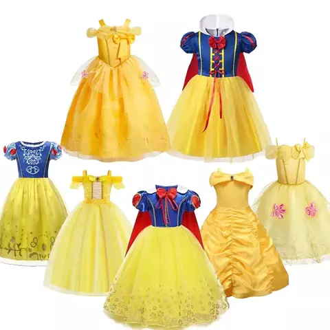 Menina belle neve branca vestido crianças natal elegante princesa traje bebê halloween disfarce cosplay festa fantasia 3-10 anos
