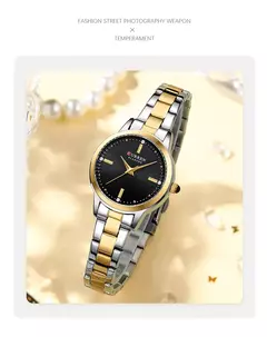 Curren-relógio de quartzo feminino, original, elegante, feito de aço inoxidável, à prova d'água, para as mulheres na internet