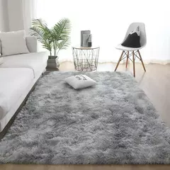 Tapete De Lã De Seda Tie-Dye Tapete De Quarto Espessado Cabelo Comprido Cobertor De Cama De Janela, Simples Ins Vento, Cor sólida, Sala De Estar, Atacado - loja online