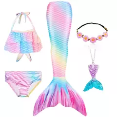 Novas crianças a pequena sereia caudas crianças memaid maiô biquíni traje de halloween feminino pode adicionar monofin para piscina - comprar online