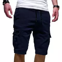 Shorts esportivos masculinos com vários bolso, calça de praia casual, macacão sólido, calção de basquete, verão - loja online