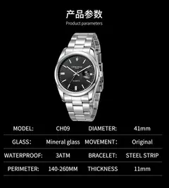CHRONOS-Relógio de pulso masculino quartzo em aço inoxidável, impermeável, data luminosa, luxo, relógio masculino, Top Brand - Wolf Magazine