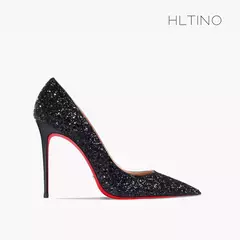 Saltos glitter para mulheres, Salto alto do dedo apontado, Bombas de fundo vermelho, Sapatos de casamento nupcial sexy, Sapatos de noite, Tendência, 2024 - comprar online