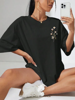 Imagem do Lindos clusters de flores femininos estampa camisetas de algodão, tops casuais respiráveis macios de manga curta, roupas de rua soltas e confortáveis