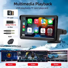 Hippbqcc carplay android auto rádio do carro reprodutor de vídeo multimídia tela toque portátil de 7 polegadas com aux para câmera de visão traseira - loja online