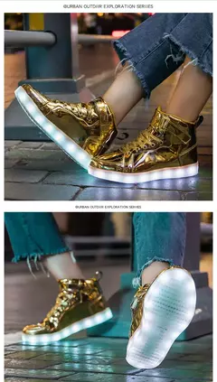 Imagem do Tênis luminosos infantis, tênis de LED com sola luminosa, sapatos iluminados para crianças, meninos e meninas, tamanho 25-40
