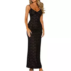 Women's Sexy Monocromatic Lace See Through Sling Vestidos, Sem mangas, Sem costas, Maxi, Formatura, Festa, Clube, Verão, Moda, 2023 na internet