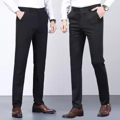 Calças masculinas de verão casual terno calças elásticas não de engomar calças masculinas preto fino calças de negócios em linha reta terno formal calças - comprar online