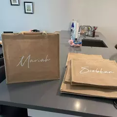 Saco de praia serapilheira com nome personalizado para damas de honra, bolsa de dama de honra, presente de casamento na internet